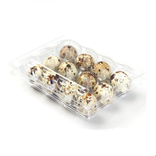12-Egg Plastic Quail Cartons For Full Dozen Eggs - Clear Flat Top Carton