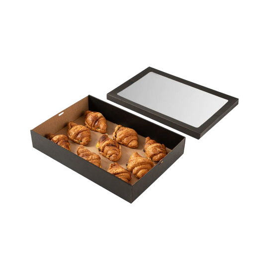 Medium Black Kraft Disposable Catering Grazing Boxes Trays With Lids