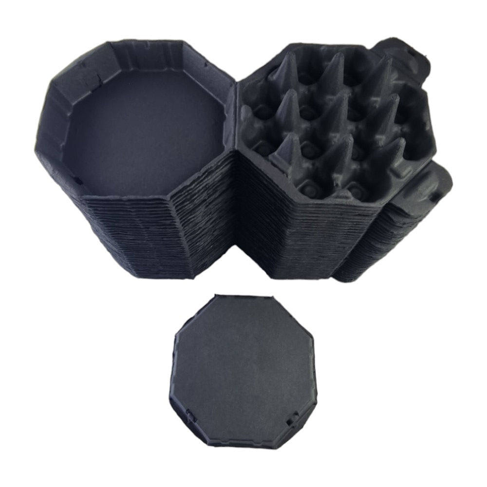 12-Egg Octagon Cartons For Full Dozen Eggs - Black Flat Top Carton