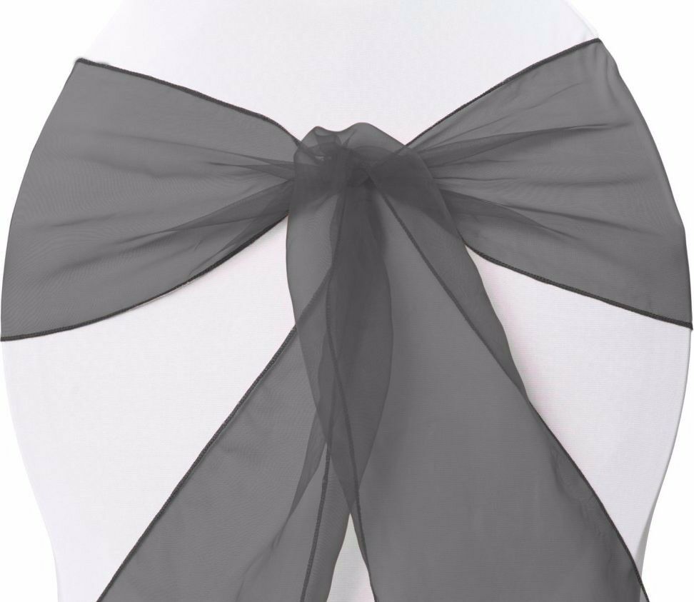 New Organza Bows Chair Sashes Wedding Engagement Black Seat Bow