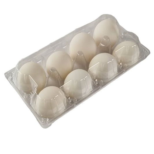 8-Egg Large Plastic Duck Egg Cartons - Clear Flat Top Carton