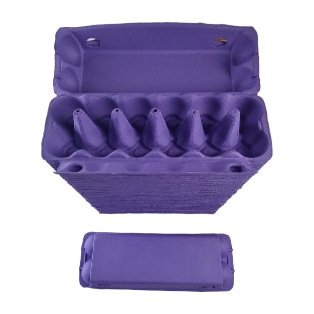 12-Egg Cartons For Full Dozen Eggs - Dark Purple Flat Top Carton