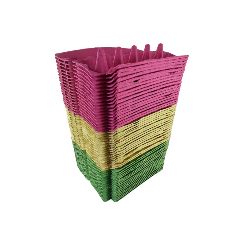12-Egg Cartons For Full Dozen Eggs – Multicoloured Trio: Hot Pink/Yellow/Light Green Flat Top Carton