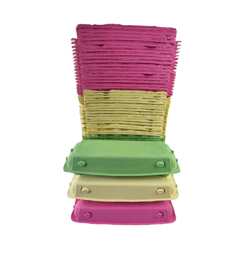 12-Egg Cartons For Full Dozen Eggs – Multicoloured Trio: Hot Pink/Yellow/Light Green Flat Top Carton
