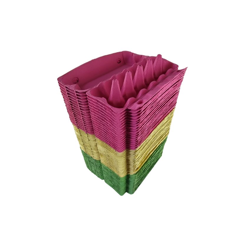 12-Egg Cartons For Full Dozen Eggs – Multicoloured Trio: Hot Pink/Yellow/Light Green Flat Top Carton