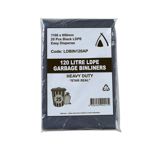 120L Black Garbage Ldpe Heavy Duty Bin Liners All Purpose Bags