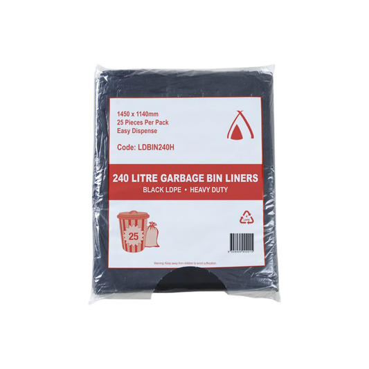 240L Black Garbage Bin Liners Ldpe X-Large Heavy Duty Commercial Bags