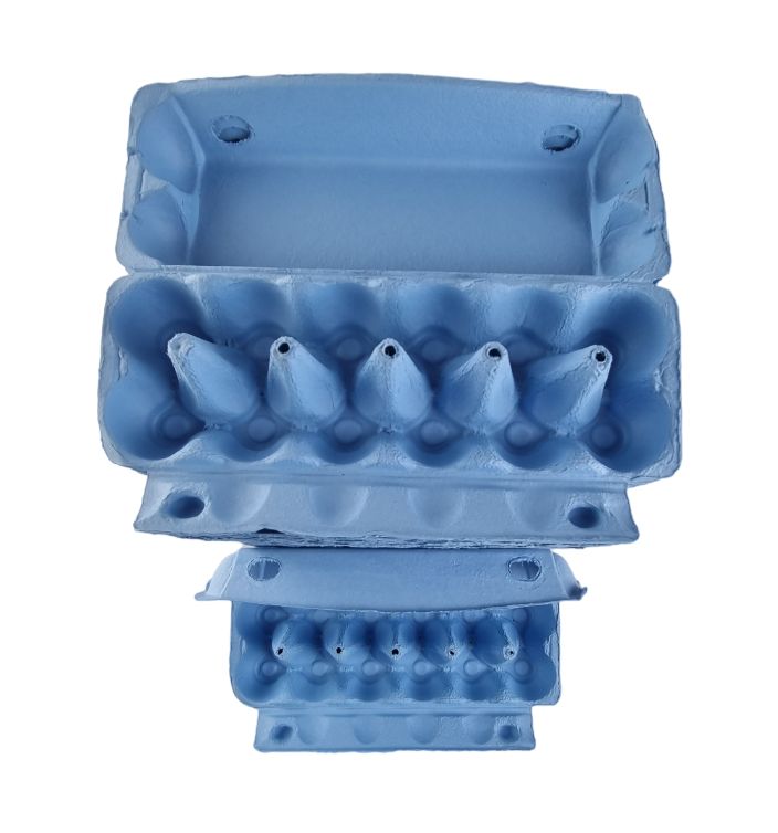12-Egg Cartons For Full Dozen Eggs - Light Blue Flat Top Carton