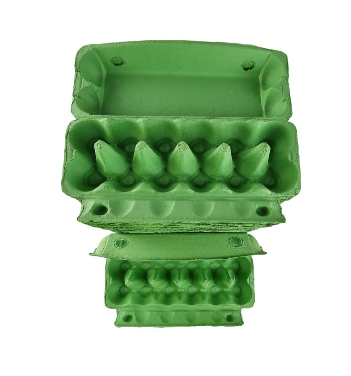 12-Egg Cartons For Full Dozen Eggs - Light Green Flat Top Carton