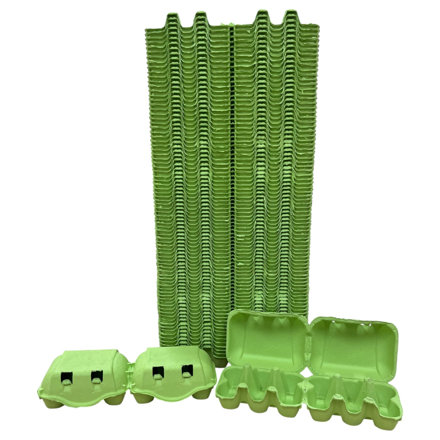 Twin Six Cartons For Two X Half-Dozen Eggs - Light Green Flat Top Carton