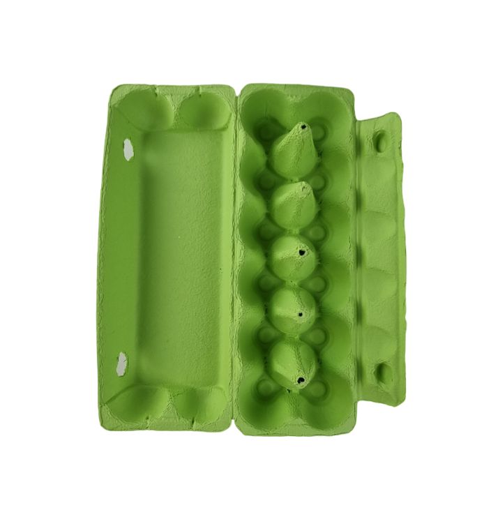12-Egg Cartons For Full Dozen Eggs - Lime Green Flat Top Carton