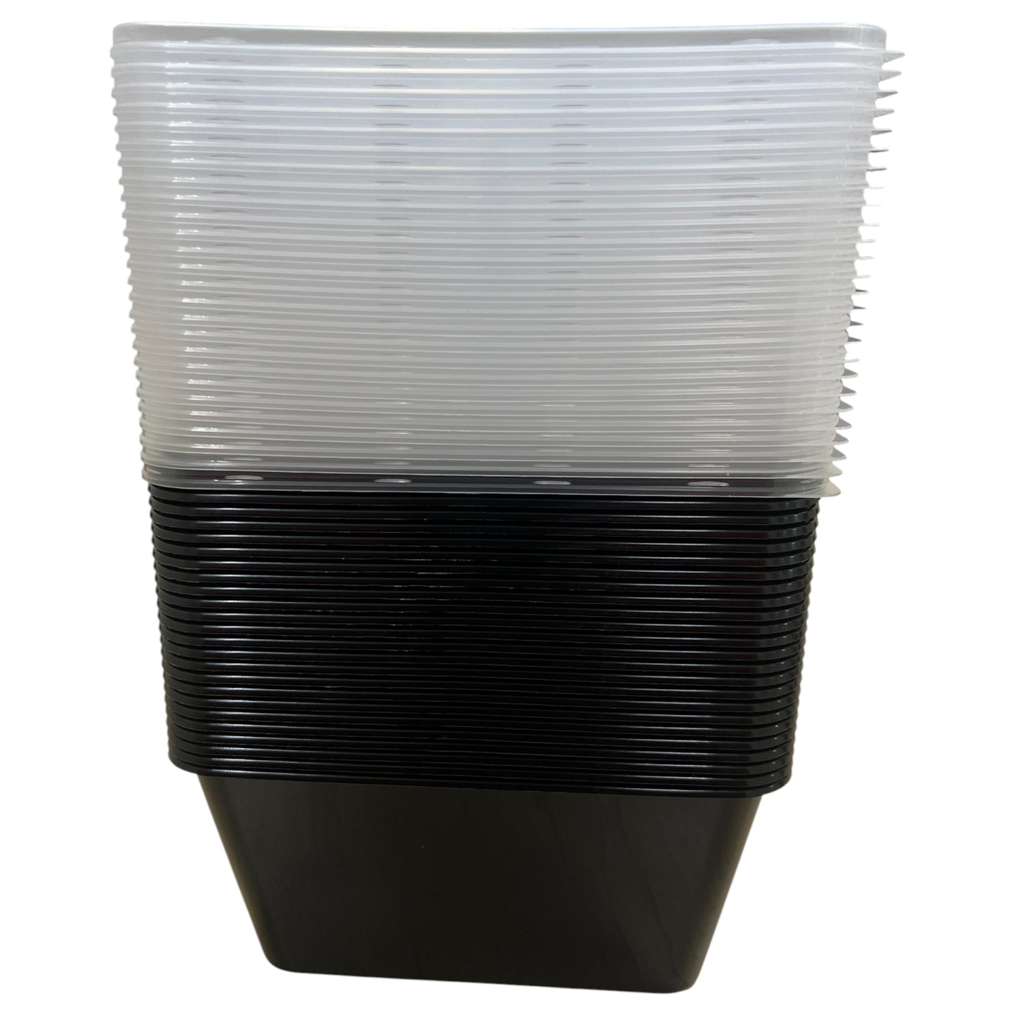 1000Ml Black Plastic Reusable Food Lunch Snack Containers With Clear Lids