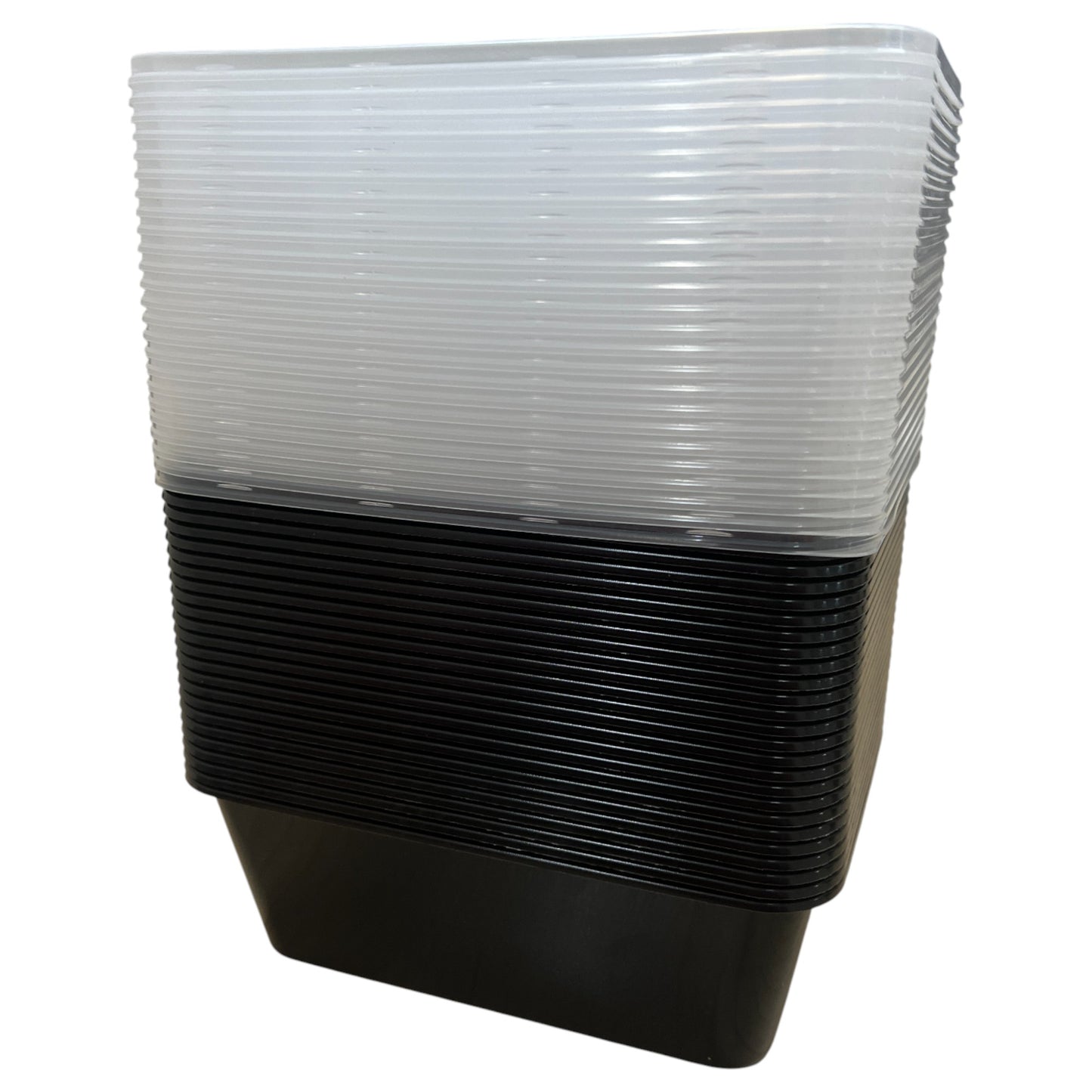 750Ml Black Plastic Reusable Food Lunch Snack Containers With Clear Lids