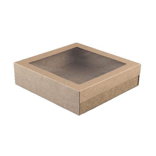 Small Brown Kraft Disposable Catering Grazing Boxes Trays With Lids