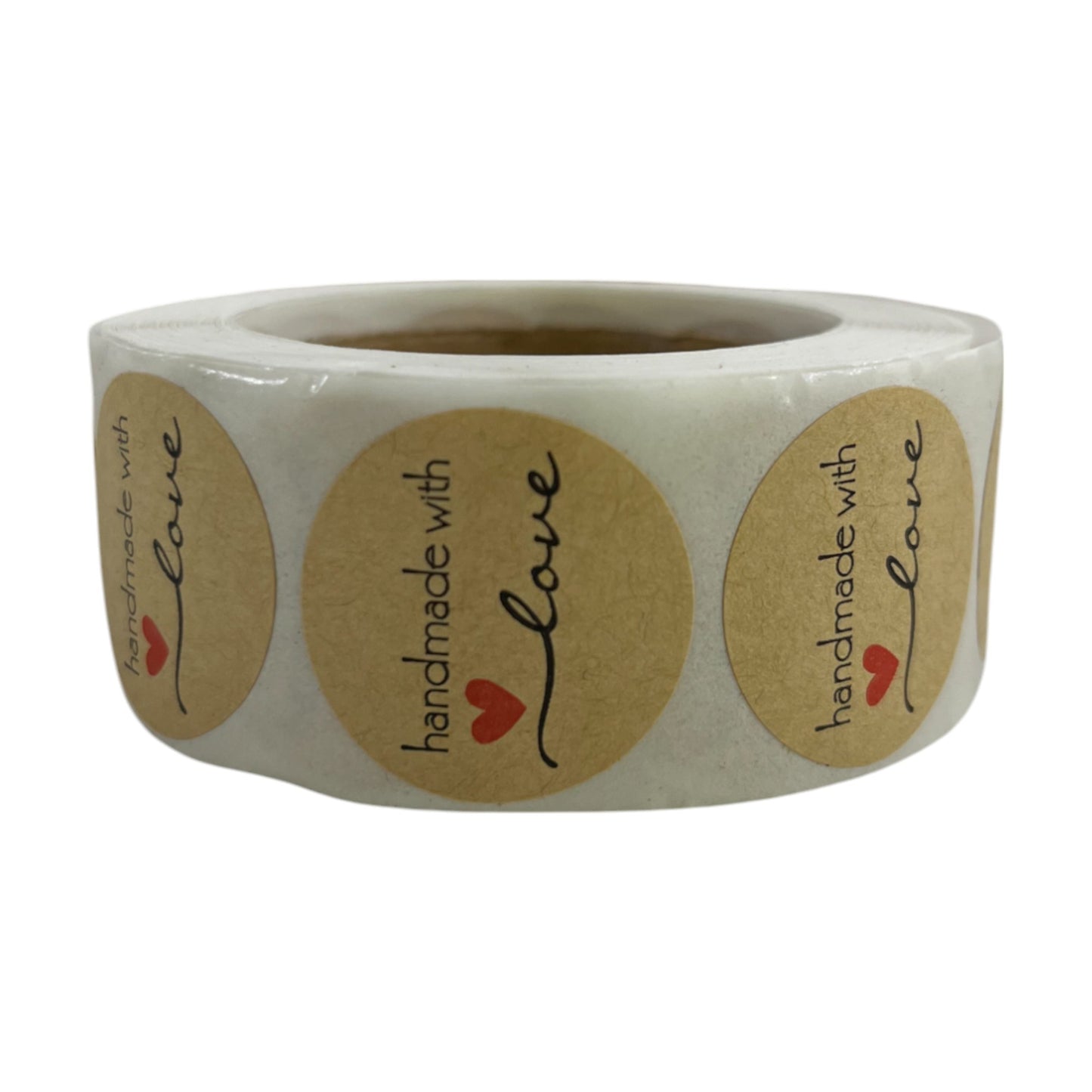 'Handmade With Love' Label Adhesive Round Stickers 25mm Roll