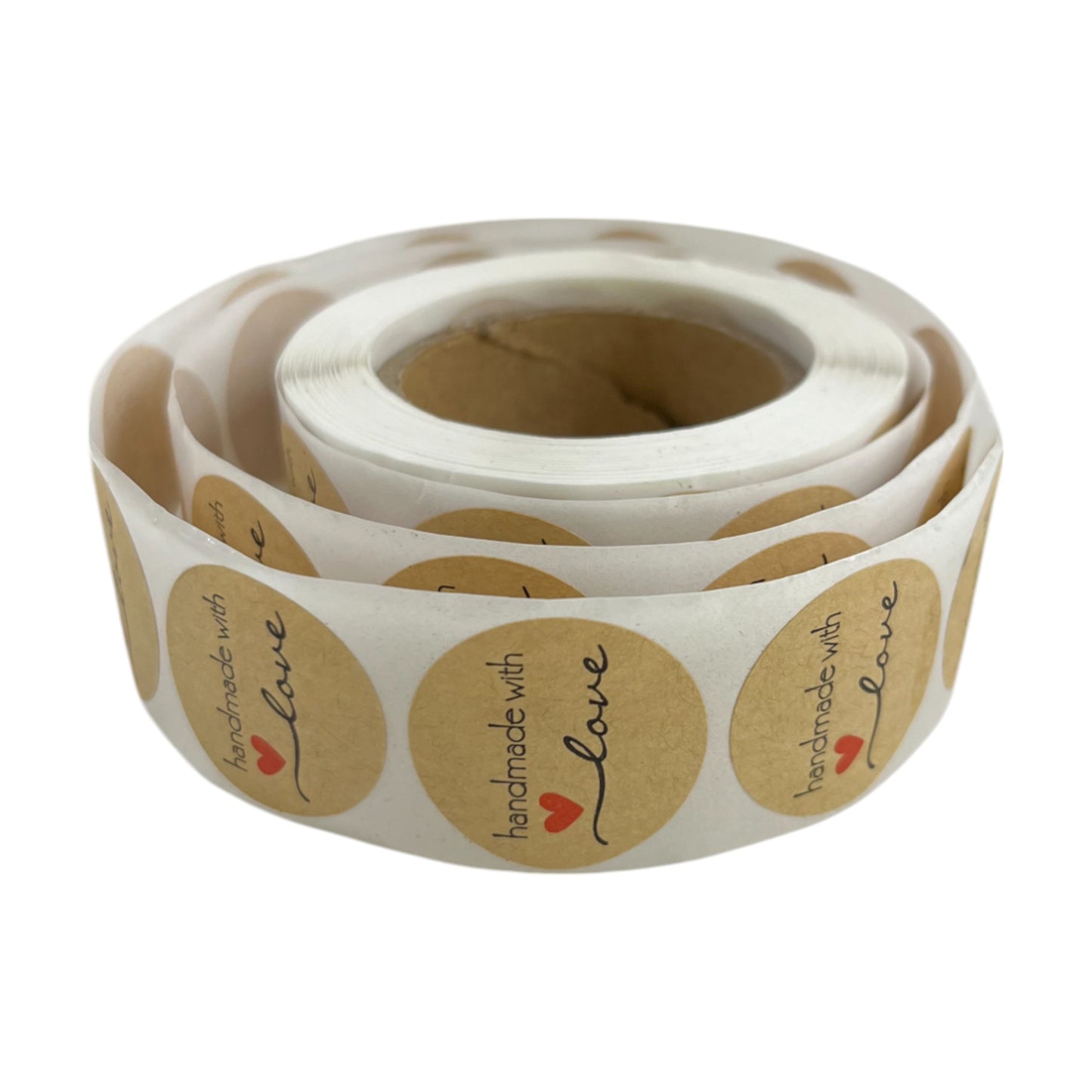 'Handmade With Love' Label Adhesive Round Stickers 25mm Roll