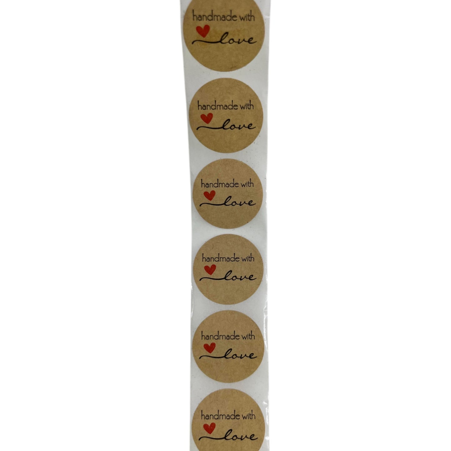 'Handmade With Love' Label Adhesive Round Stickers 25mm Roll
