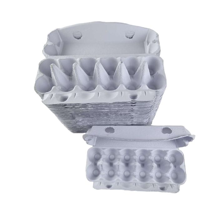 12-Egg Cartons For Full Dozen Eggs - White Flat Top Carton - Curved Edge