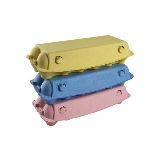 12-Egg Cartons For Full Dozen Eggs – Multicoloured Trio: Yellow/Pink/Light Blue Flat Top Carton