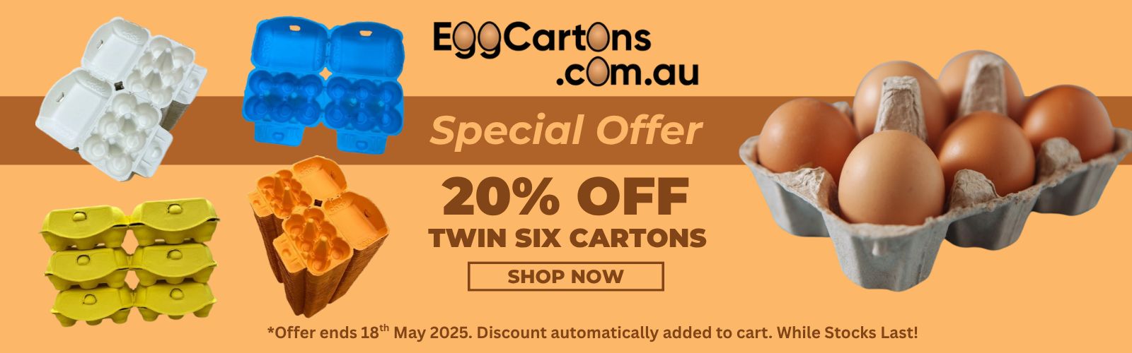 Coloured Twin Six Egg Cartons