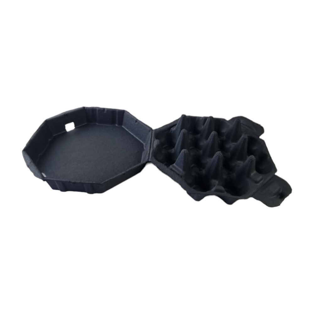 12-Egg Octagon Cartons For Full Dozen Eggs - Black Flat Top Carton