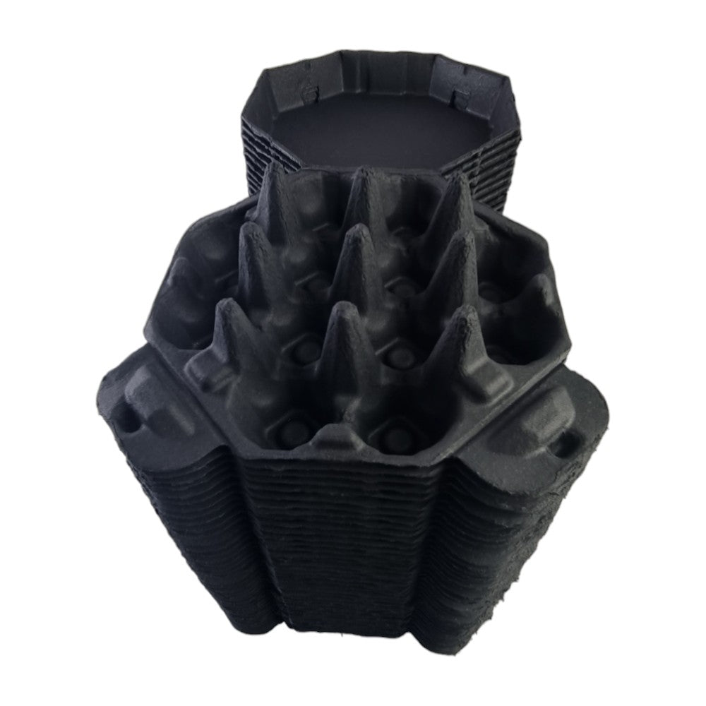 12-Egg Octagon Cartons For Full Dozen Eggs - Black Flat Top Carton