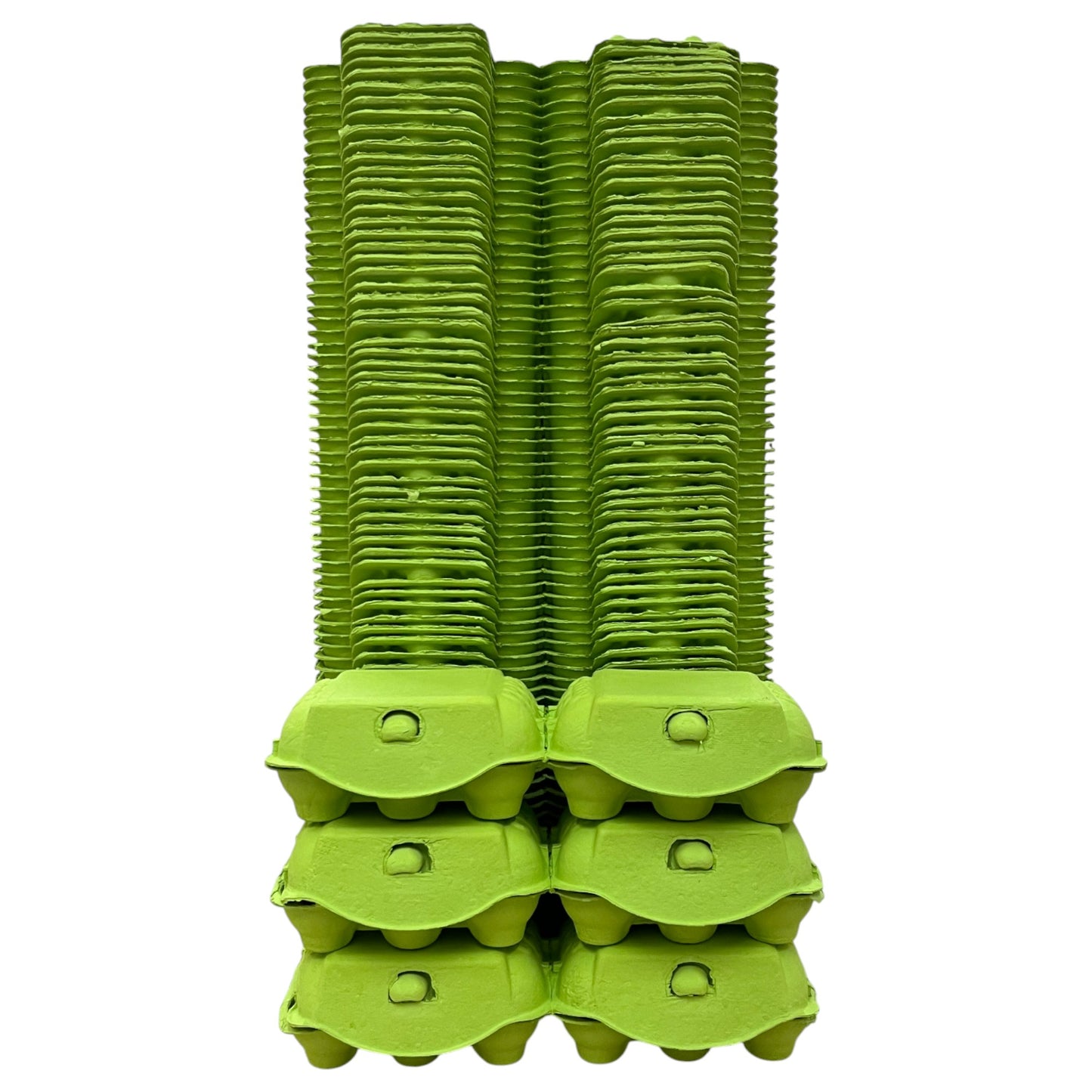 Twin Six Cartons For Two X Half-Dozen Eggs - Lime Green Flat Top Carton