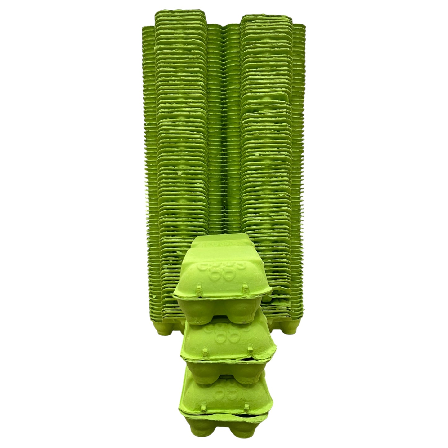 Twin Six Cartons For Two X Half-Dozen Eggs - Lime Green Flat Top Carton