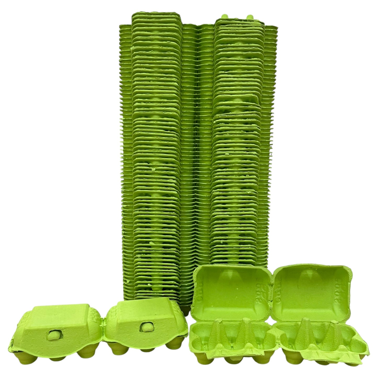 Twin Six Cartons For Two X Half-Dozen Eggs - Lime Green Flat Top Carton