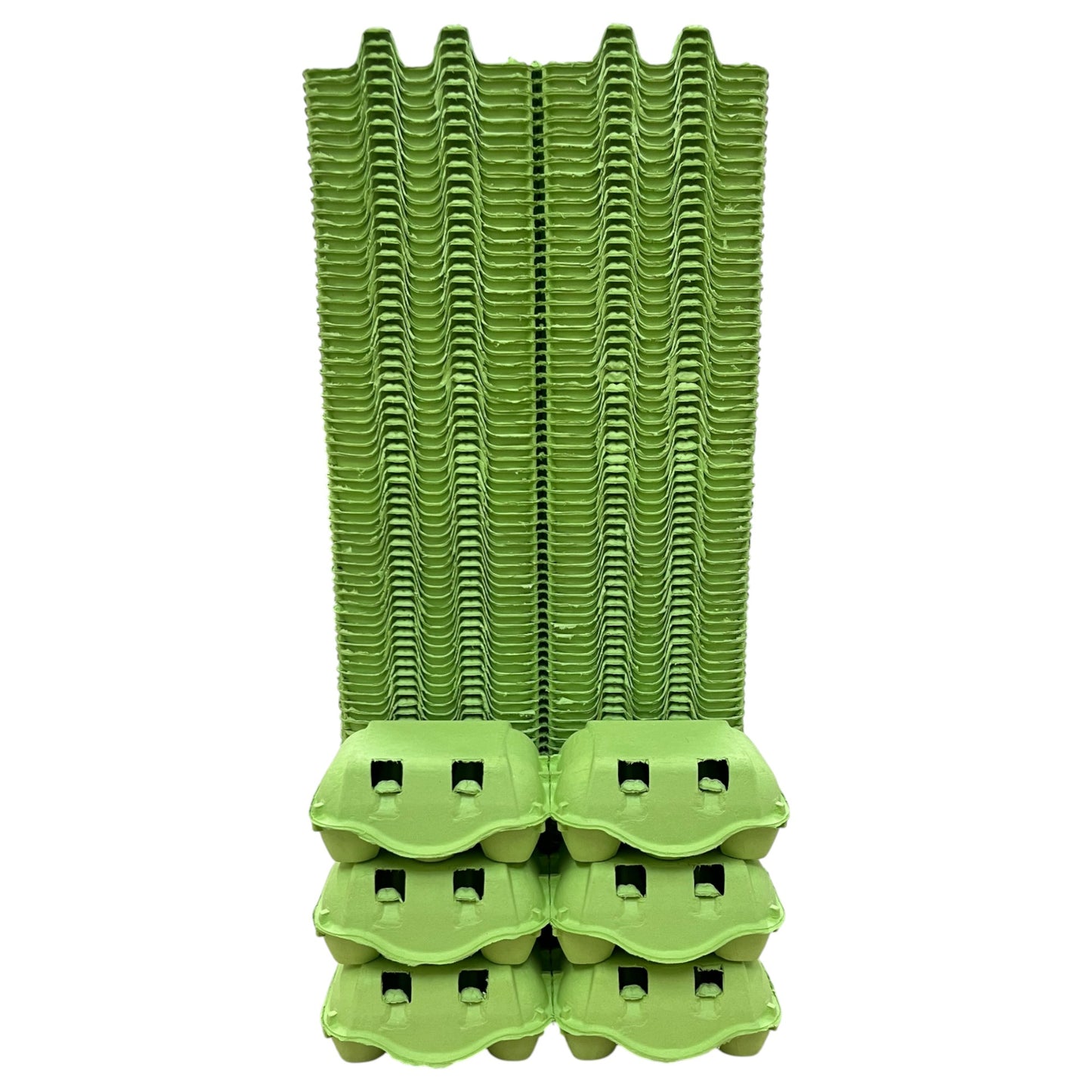 Twin Six Cartons For Two X Half-Dozen Eggs - Light Green Flat Top Carton