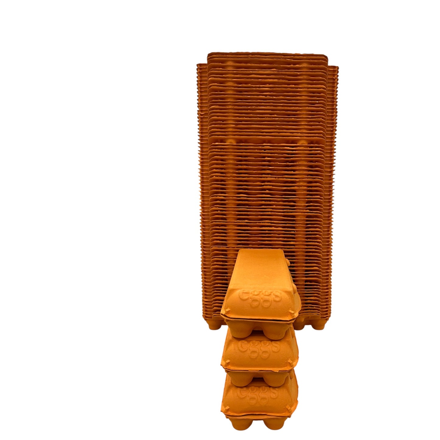 12-Egg Cartons For Full Dozen Eggs - Orange Flat Top Carton