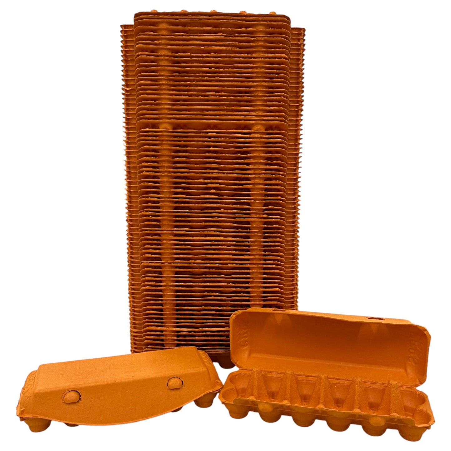 12-Egg Cartons For Full Dozen Eggs - Orange Flat Top Carton