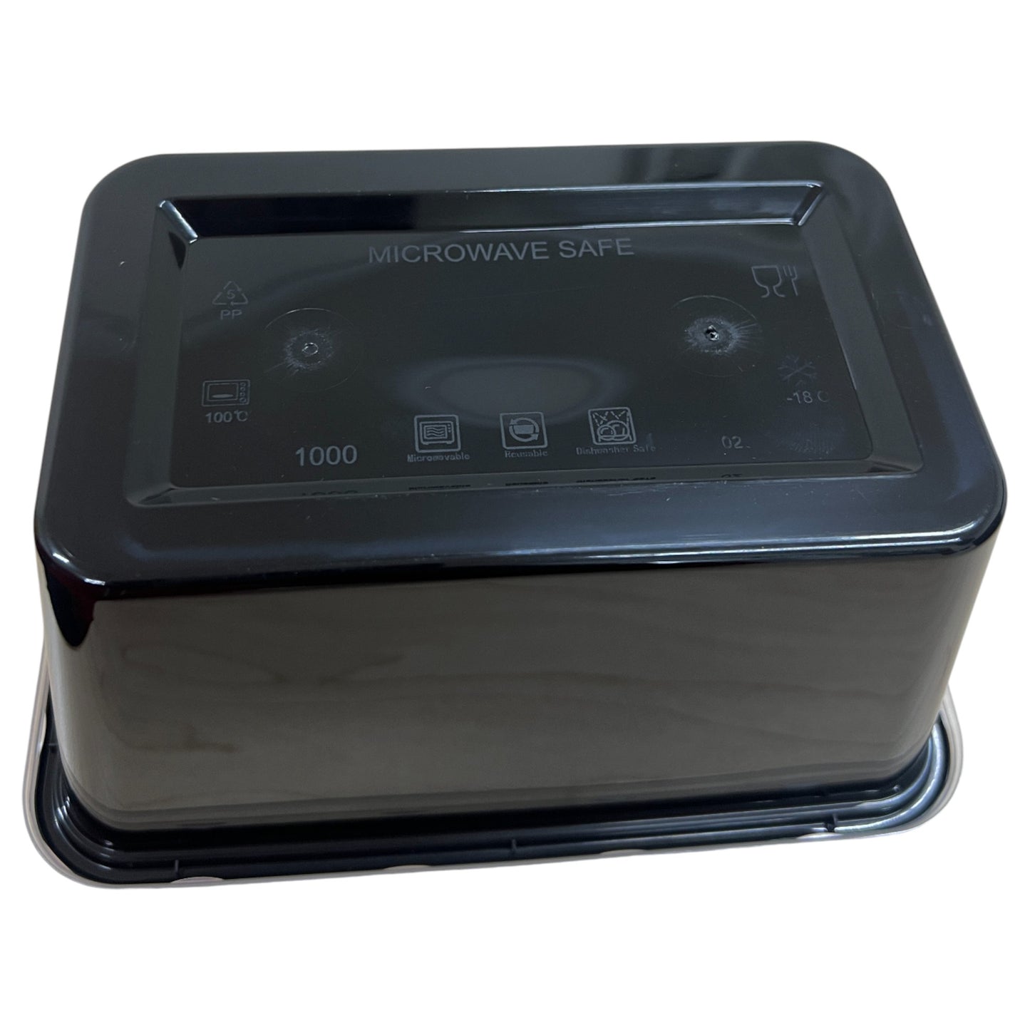 1000Ml Black Plastic Reusable Food Lunch Snack Containers With Clear Lids