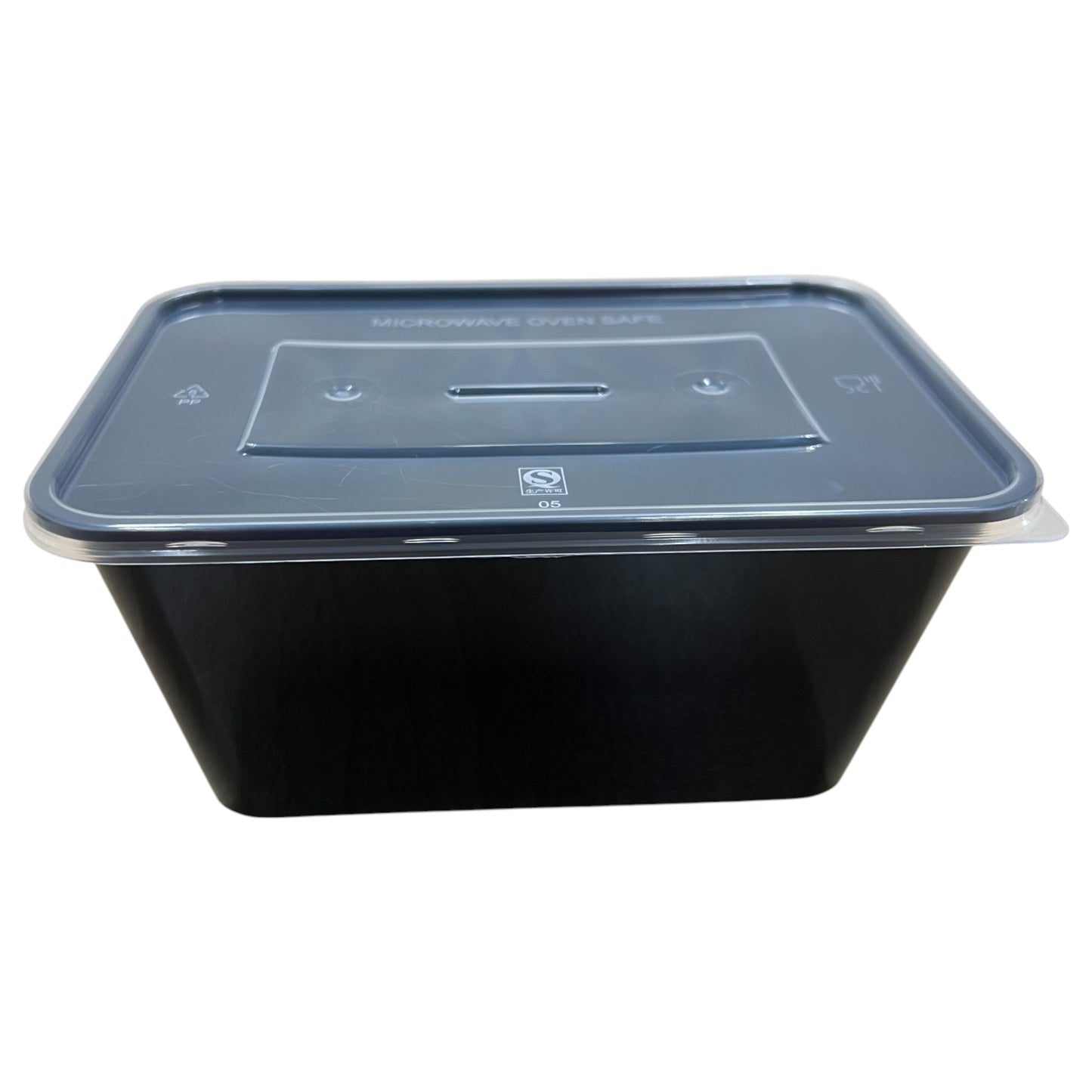 1000Ml Black Plastic Reusable Food Lunch Snack Containers With Clear Lids