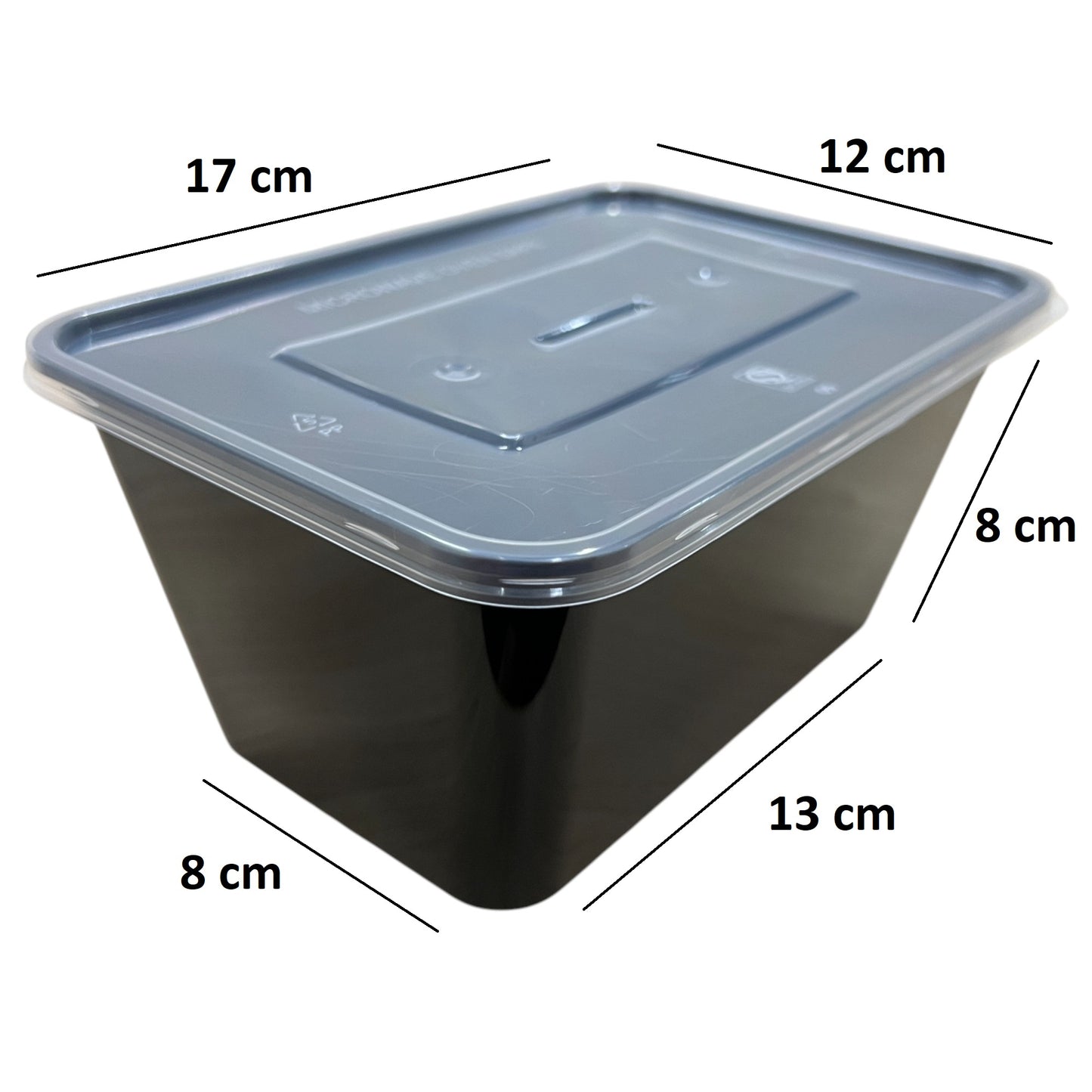 1000Ml Black Plastic Reusable Food Lunch Snack Containers With Clear Lids