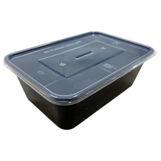 750Ml Black Plastic Reusable Food Lunch Snack Containers With Clear Lids