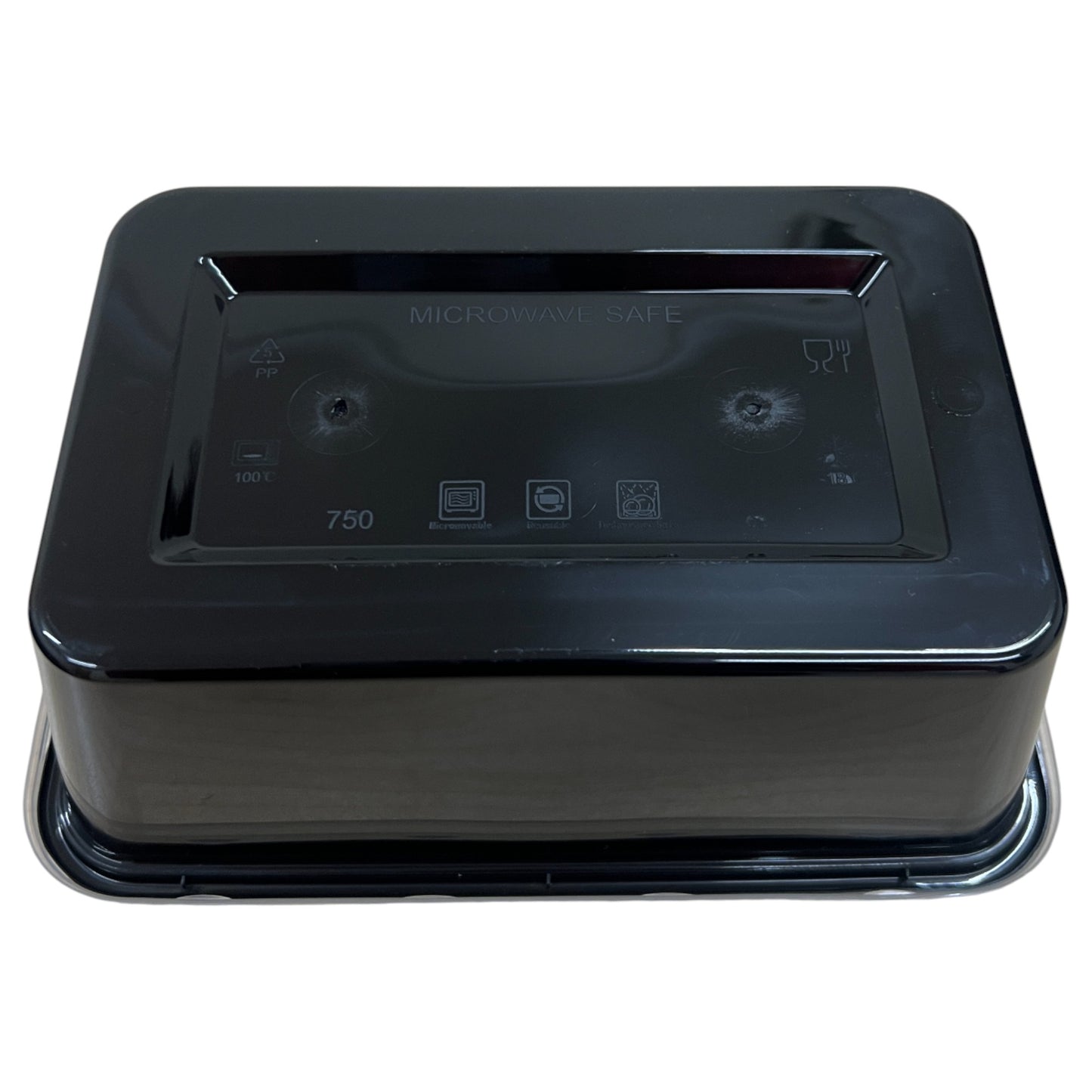 750Ml Black Plastic Reusable Food Lunch Snack Containers With Clear Lids