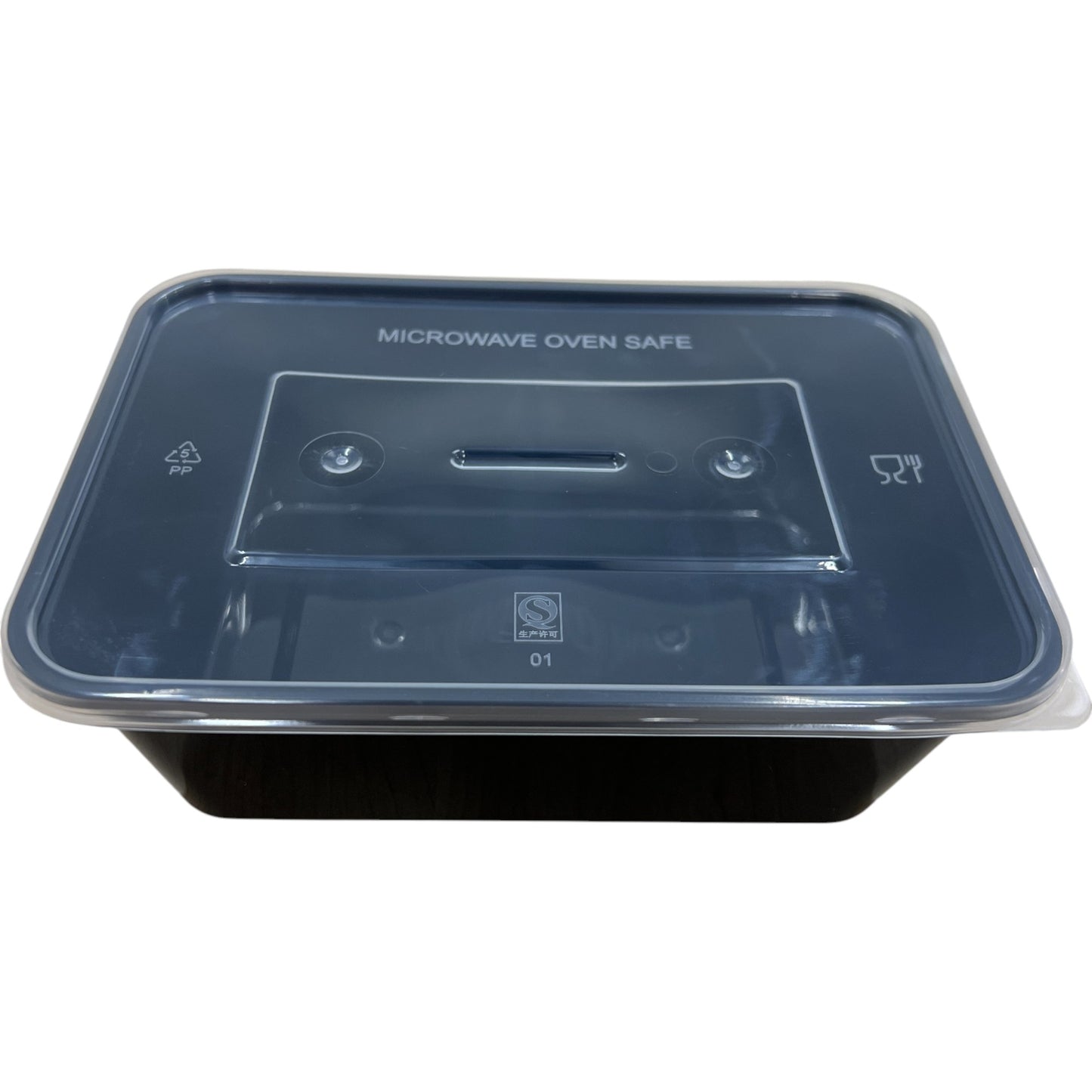 750Ml Black Plastic Reusable Food Lunch Snack Containers With Clear Lids