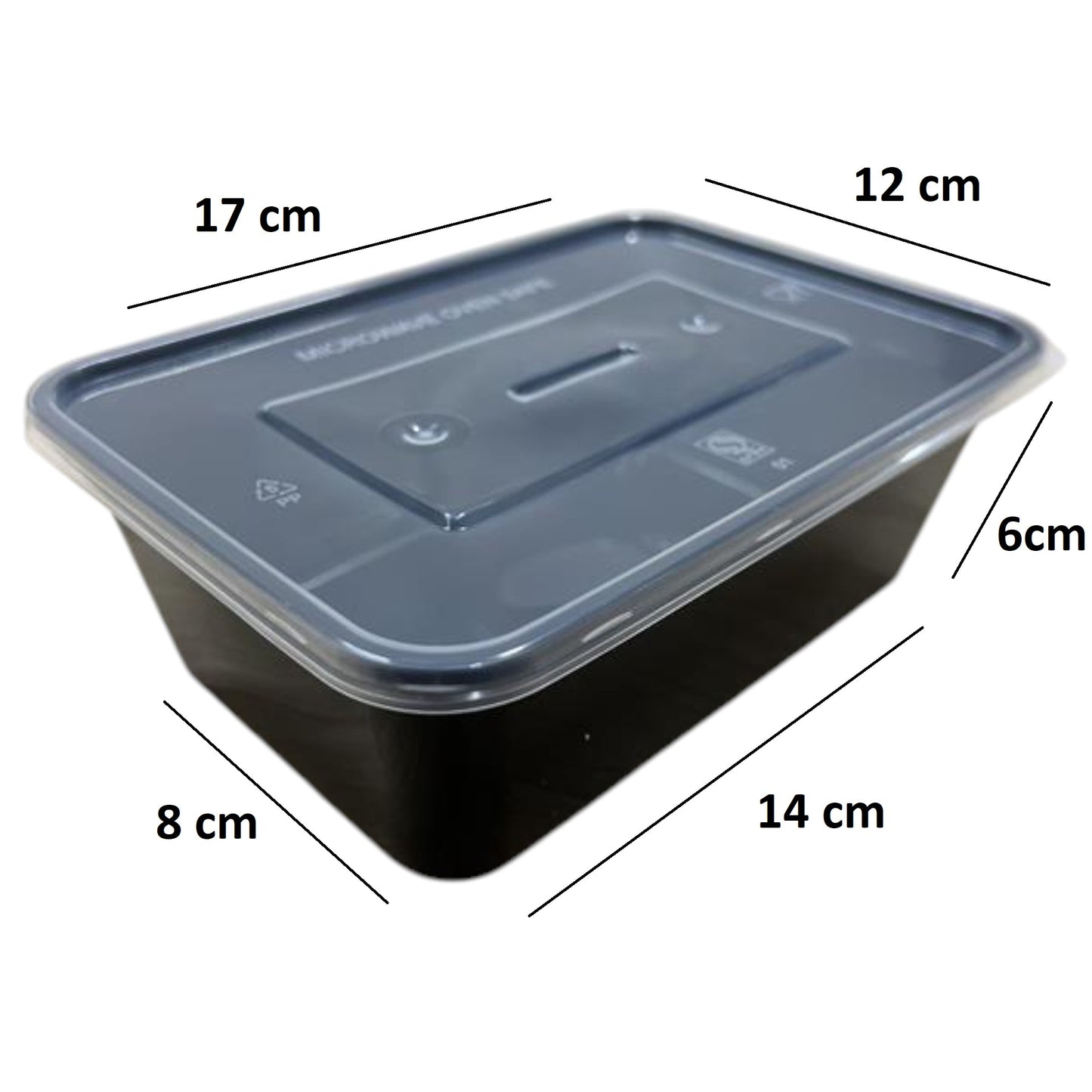 750Ml Black Plastic Reusable Food Lunch Snack Containers With Clear Lids