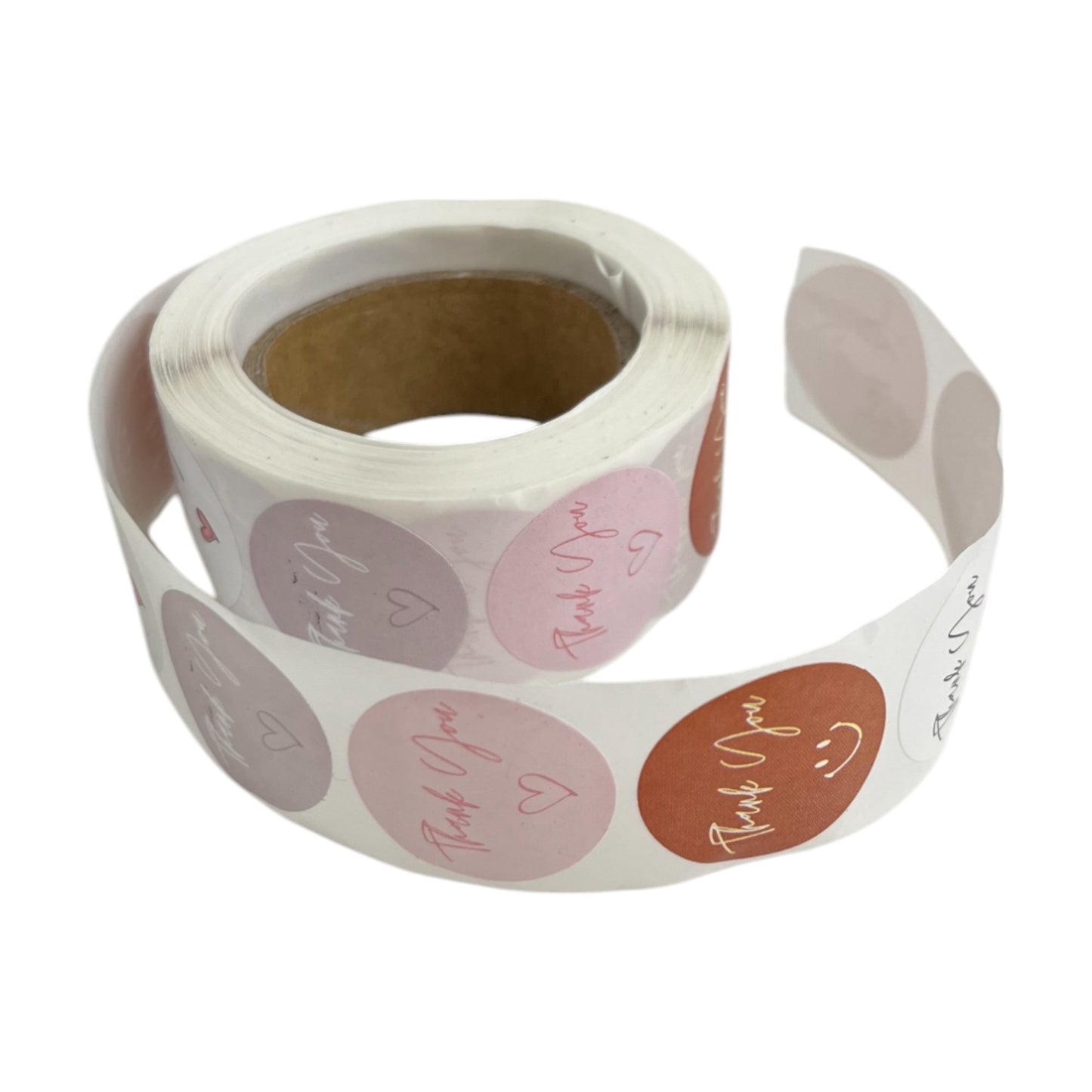 'Thank You' Label Adhesive Assorted Round Stickers 25mm Roll