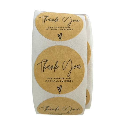 'Thank You' Labels Adhesive Round Stickers 25mm Roll