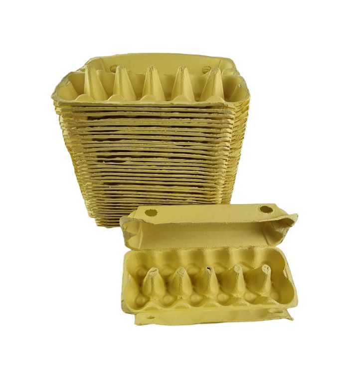 12-Egg Cartons For Full Dozen Eggs - Yellow Flat Top Carton